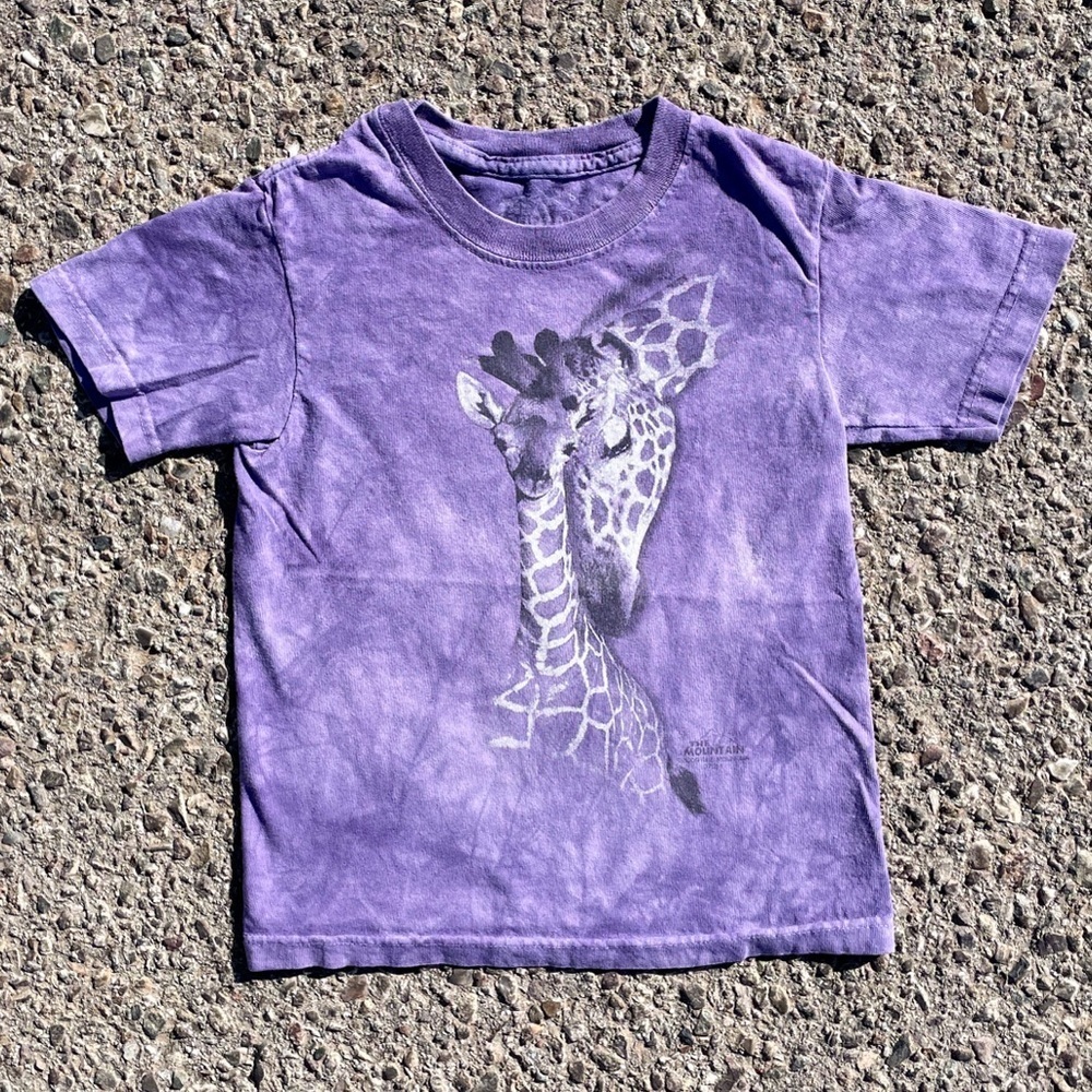 Vtg 2009 Giraffe Baby Mom The Mountain Tie Dye T-Shirt Youth Size S 13x17.25